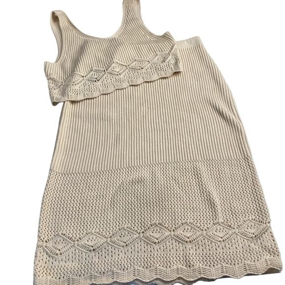 House of Harlow 1960 Dresses & Skirts - House of Harlow NWT Cream Knit Crochet Set Women’s Size Large